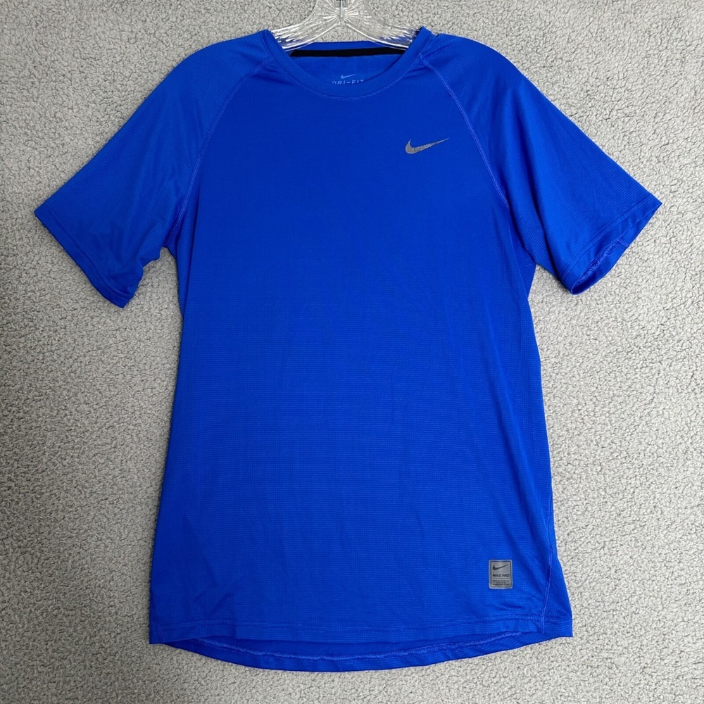 Nike Pro‎ Dri-FIT Mens Blue Short Sleeve Training Shirt Size M Athleisure